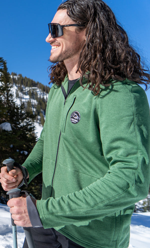 A Male Hiker with Full Zip Evolution Hoodie